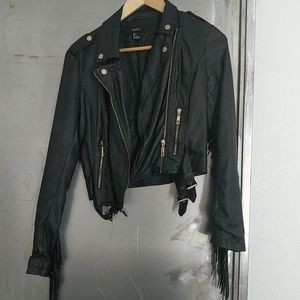 Faux leather Fringe motorcycle jacket